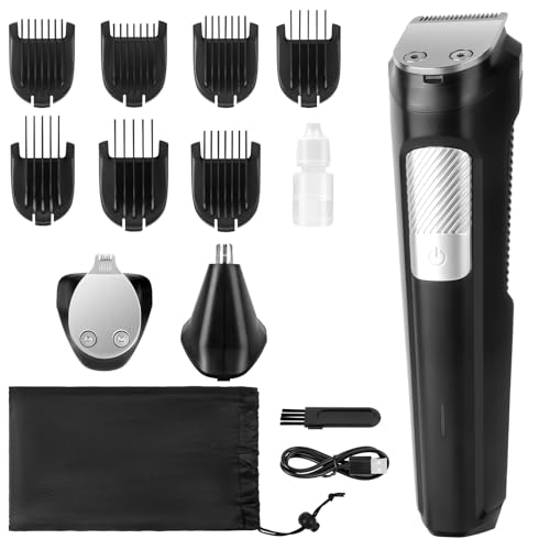 Adiwo All-In-One Bartpflege Bodygroomer Set, 9-in-1 Barttrimmer/Bartschneider, All-in-One-Trimmer, 120 Min. kabellose Laufzeit, mit 7 Aufsteckkämme, Ultrascharfer Klinge