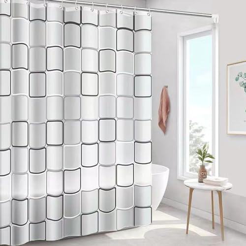 Sodwes Duschvorhang 180x180 Wasserdicht,Anti-Schimmel Wasserdichter，Duschvorhang Textil Waschbar mit 12 Duschvorhangringe,Shower Curtains,Dusch Vorhang,Schnell Trocknend Badezimmer Vorhang