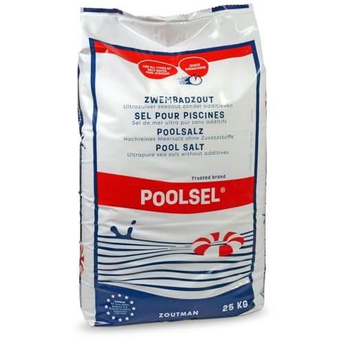 POOLSEL® Salz zur Salzelektrolyse - Hochwertiges hochreines Salz für eine perfekte Wasserqualität in Schwimmbädern - Salzwasser Chlorherstellung durch Elektrolyse mit Meersalz (25 Kg)