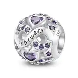 LONNGHOOP 925 Sterling Silber Geburtsstein Charms,Herz Birthstone Charms,für Pandora Charme Armband Schmuck