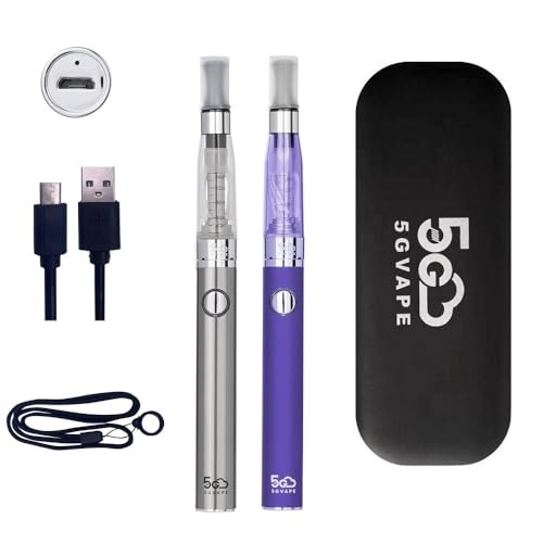 5GVAPE Elektronische Zigarette EGO EVOD CE4 USB Aufladung Wiederaufladbare Batterie Vape Stifte 2-Pakete Shisha Starter Kit,mit Lanyard,keine E-Flüssigkeit Kein Nikotin (Stahl Lila)