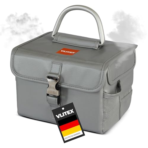 VLITEX Akku Sicherheitsbox | Hochwertig | PREMIUM Feuer und Aufprall Schutz | Hohe Temperaturisolation | Flexible Trennwände | Akku Lipo Safe Bag | Sicher laden, lagern