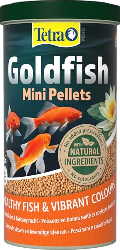 Tetra Pond Goldfish Mini Pellets - Fischfutter für kleine Goldfische und Kaltwasserfische im Teich, 1 L Dose