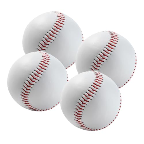 4 Stück Handgenähte Soft Baseball, 9 Inch PU Basebälle, Softball für Training, Erwachsene und Jugendliche, Professionelle Spiele