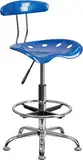 Flash Furniture Helles Blau und Chrom Zeichenhocker mit Traktorsitz