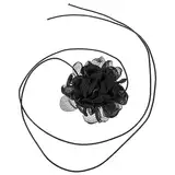 WRITWAA Taillenkette waist chain Schwarzes Accessoire Blumenhalskette Blumen-Halskette Damen Halskette Blumenketten für Frauen Sommerhalsketten für Teenager-Mädchen Stoff Black