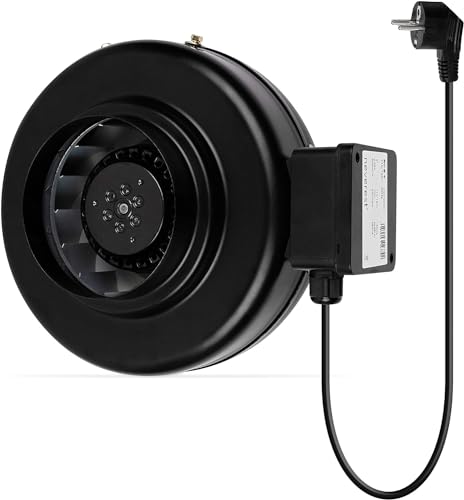 neverest® RV-B Rohrventilator 150mm Profi Ventilator Robust Leistungsstark Radiallüfter 230V/220V mit Stecker 800 m³/h, 150W, 52dB Material Metall
