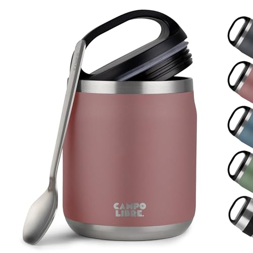 Campo Libre.® Thermobehälter für Essen, 600ml Edelstahl Thermobecher Essen mit Löffel, Warmhaltebehälter Essen, Mueslicup oder Babybrei Warmhaltebox, Thermo-Essensbehälter erhältlich in 5 Farben