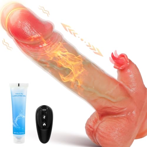 Realistische Vibratoren Dildo für Frauen, Anal Dildo Vibration mit 10 Vibrationen 7 Zungenlecken 7 SchubmaBnahmen, Sex Spielzeug für die Farue mit Heizung, Diloschwanz Vibrator Penis G Punkt