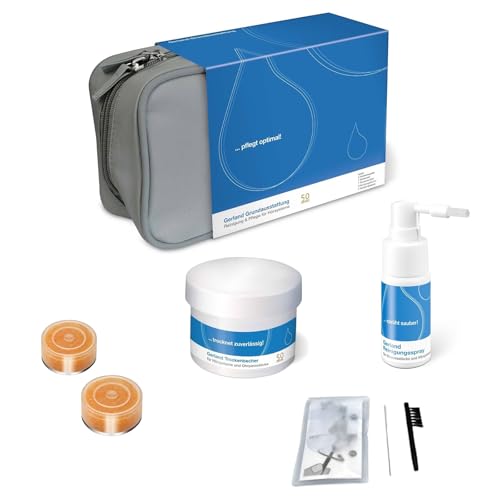 Gerland Grundausstattung - Reinigungs- & Trockenset für Hörgeräte - 30 ml Spray, Trockenbecher, Reinigungssbürste, Transporttasche & 2 Trockenkapseln