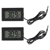 AITRIP 2 Stück digitales LCD-Thermometer, Temperaturmonitor mit externer Sonde für Kühlschrank, Gefrierschrank, Kühlschrank, Aquarium