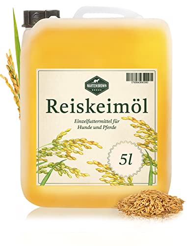 Martenbrown® Reiskeimöl 5 Liter für Pferde, Hunde und Esel I Im praktischen Kanister | Nahrungsergänzung für Trockenfutter, Dosenfutter oder als Barf-Öl