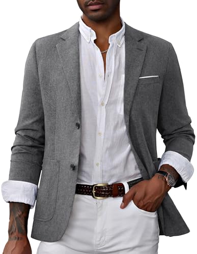 PaulJones Sakko Herren 2 Knöpfe Anzüge & Sakkos für Herren Regular Fit Modern Grau L