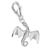 Goldene Hufeisen Drache Charm Anhänger 925 Echt Silber 24 x 15mm Damen Herren Drachen