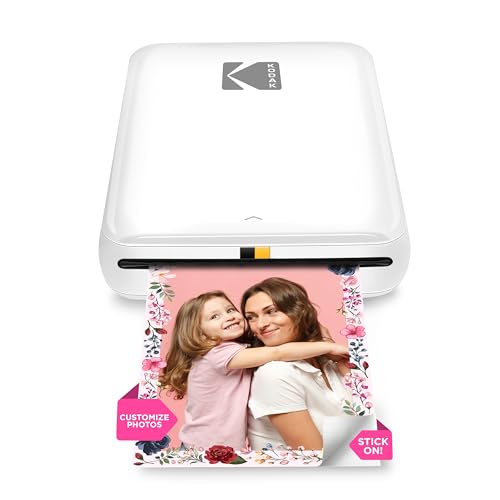 KODAK Step Sofort-Smartphone-Fotodrucker - Tragbarer Mini-Farb-Mobilfotodrucker - Zink 2x3” Klebefotos - Bluetooth-kompatibel mit iOS- & Android-Geräten - Spaßige Bearbeitungs-App - Weiß