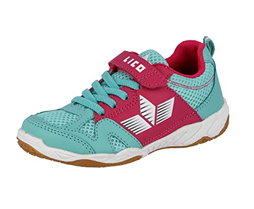 Lico Unisex Kinder Sport Vs Hallenturnschuhe, Türkis Pink Weiß, 31 EU