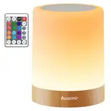 Auxmir Nachttischlampe Touch Dimmbar, Tischlampe Kabellos mit 13 Farben 5 Helligkeiten 4 Modi, Nachtlicht LED Lampe USB Aufladbar mit Timing Funktion & Fernbedienung für Deko Schlafzimmer Wohnzimmer