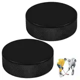 EIHI 2 Stück Übung Hockey Pucks,Erwachsenen Eishockey,3“ Durchmesser/ 1“ Dicke Eishockey Puck Official für Erwachsene,Vollgummi-Verschleißfestigkeits-Eispucks Glatt für Eishockey(Schwarz)