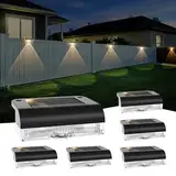 AGOTD Solar Wandleuchte Außen, Solar Zaunleuchten für Außen Solarlampen für Außen IP65, Dekorative Gartenleuchte Warmweiß, Außenwandleuchte LED, Solarleuchte Deko Balkon Terrasse 6 Stück