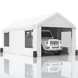 VEVOR Carport, 3 x 6 x 2,8 m, robuste große Autoüberdachung, Garagenüberdachung für den Außenbereich mit abnehmbaren Seitenwänden, aufrollbaren, für Auto, LKW, Boot, Weiß