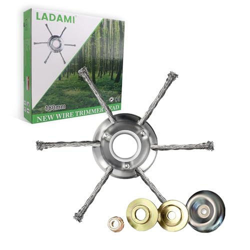 LADAMI Unkrautbürste für Akku Rasentrimmer, Wildkrautbürste für Freischneider - 25,4mm Bohrung 6 Stränge