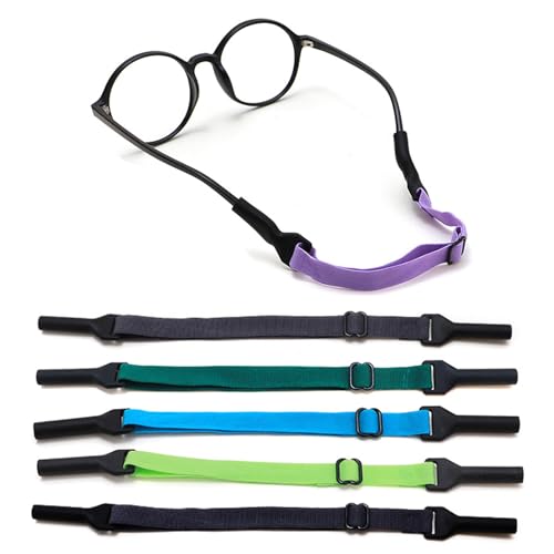 OPUGIT Verstellbarer Brillenband 5 Stück Rutschfest Brillenbänder Sport Elastisches Brillenbänder für Kinder rutschfester für Jungen und Mädchen,mehrere Farben 2