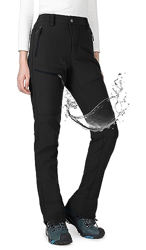 Wespornow Damen Wanderhose Wasserdicht Thermohose Gefüttert Outdoorhose Softshellhose Skihose Warm Ski Pants Women Schneehose Kletterhose Jagdhose Trekkinghose Winter Regenhose（Schwarz,M）