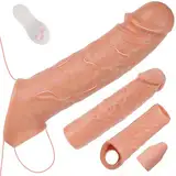 Silikon Elektrischer Penishülle-Set Mit Abnehmbarem Motor, Penis Sleeve Vibrator für Penisvergrößerung mit 10 Vibrationsmodi Fernbedienung, Sexspielzeug für Paare Sex Spielzeug für die Männer Extrem