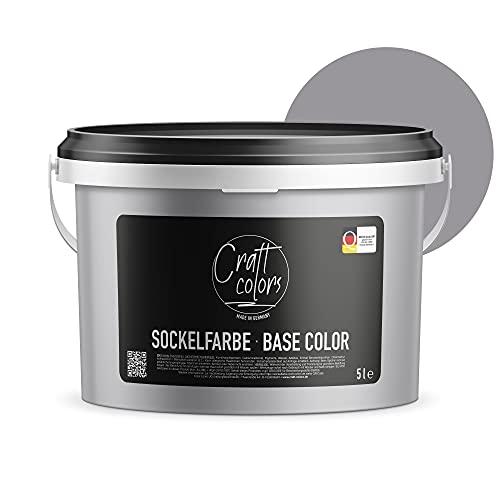 Sockelfarbe 5L Steingrau | hochwertige Farbe für Beton, Mauerwerk, Kellerwand, Fassade & Dachflächen | Nassabriebklasse 1 | Made in Germany | Wetter & UV-Beständig