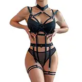 WKAYsIV Sexy Dessous Set Seide Lingerie Sexy Lack Dessous Damen Hebe Set Dessous Damen Korsett Unterbrust Dessous Sexy Set Strapse Eve(Schwarz,L)