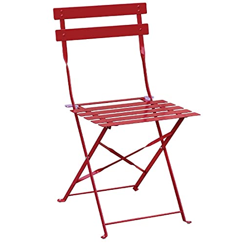 Bolero klappbare Terrassenstühle Stahl rot, 800(H) x 387(W) x 471(D)mm