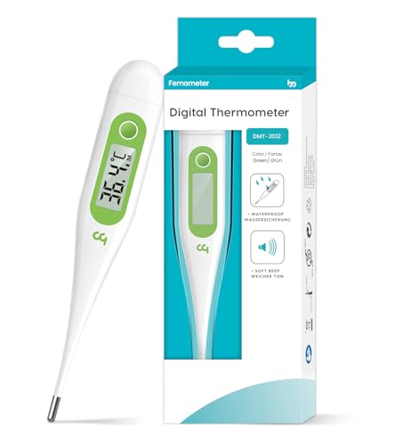 Digitales Fieberthermometer, Rektal, Oral, Achselthermometer Fieber Thermometer für Baby Kinder Erwachsene, Genaue und Schnelle Ablesungen, Wasserdichte Sonde, grün