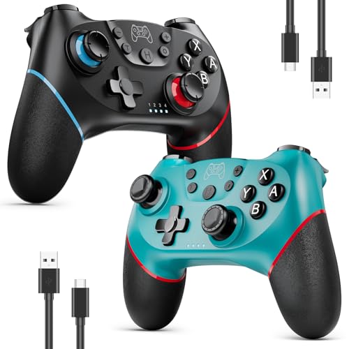 ETPARK 2 Stück Switch Controller für Switch/Switch Lite/Switch OLED,Controller für Switch mit Doppel Vibration,Switch Pro Controller mit Aufwachen,Hall Joystick,6 Achsen Gyro,Turbo,Programmierbare