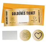 QUIIEOSKIA 5 Set Geburtstagskarte Goldenes Ticket mit Umschlag, Rubbelkarte zum beschriften, Reisegutschein Karte Geburtstagsgeschenkr für Frauen Freundin Goldene Eintrittskarte