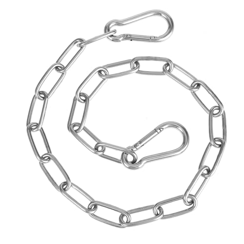 Edelstahl Ketten, Stahlkette 0.6m Edelstahl Halskette Gliederkette Mit Karabiner Edelstahl Rundstahlkette Edelstahlkette Für Zauntore, Käfigtore Für Haustiere, Gartentore (silber)