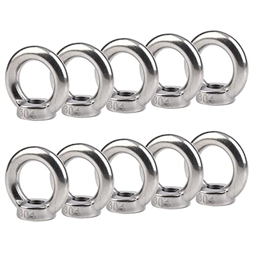 KYYLZ 10 Stück Ringmutter M6 Augenmutter 304 Edelstahl Ringösen Gewinde Ösenmutter Ringmuttern Augenmuttern Hardware Ringösen zum Heben von Zubehör Augenmutter für Seilmontage Hebezubehör Silber