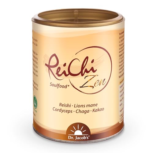 ReiChi Zen von Dr. Jacob's I 70% wertvolle Pilze: Reishi, Chaga, Cordyceps, Lions mane I Mushroom coffee I Koffein aus Guarana I Magnesium für Nerven & Psyche* I ohne Zusatzstoffe I 150 g, 30 Tassen