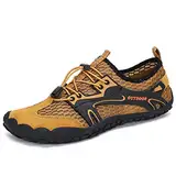 DANNTO Herren Aquaschuhe Wasserschuhe Badeschuhe Kinder Yoga Badeschuhe Strandschuhe Schnell Trocknend Surfschuhe Schwimmschuhe mit rutschfeste Sohlen Neoprenschuhe Barfuß Schuhe (Braun,40)