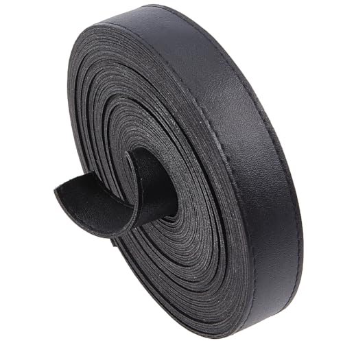 GORGECRAFT 5m X 20mm Flaches Lederband Doppelseitig Schwarze Lederstreifen 2mm Dick Kunstlederband Handgenähter Rand PU-Fäden Schnüre Für Heimwerker Griff Gürtelherstellung Werkzeugwerkstatt