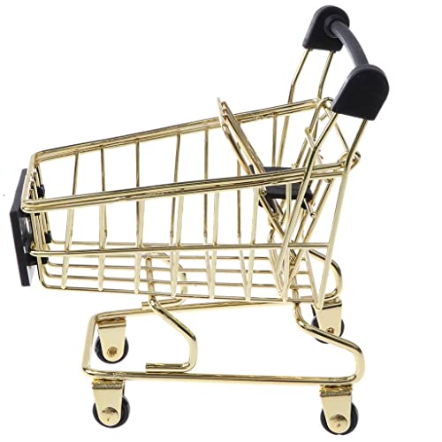 EHJRE Mini Supermarktkorb, Metallverkäufer Spiel für Kinder, Golden, # A