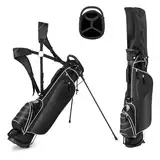 LIFEZEAL Golftasche, Tragbare Golfschlägertasche mit 4-fachen Trennwänden, Golf Stand Bag mit Verstellbarer Schultergurte, Leichte Standtasche für Herren & Frauen, Schwarz (Schwarz)