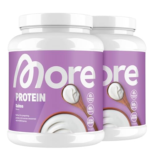 MORE Protein, Sahne, 2 x 600 g, Mix aus Whey Konzentrat und Casein ideal zum Muskelaufbau und -erhalt, mit Laktase, geprüfte Qualität - made in Germany