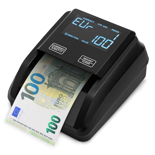 ZENACASA Geldscheinprüfer und Geldzählmaschine 2in1 mit Touchscreen- Einzeln einlegen - Banknotenprüfer Falschgelderkennung mit UV/MG/IR für falsche Euro, Pfund, Dollarscheine - Mobiler Scanner