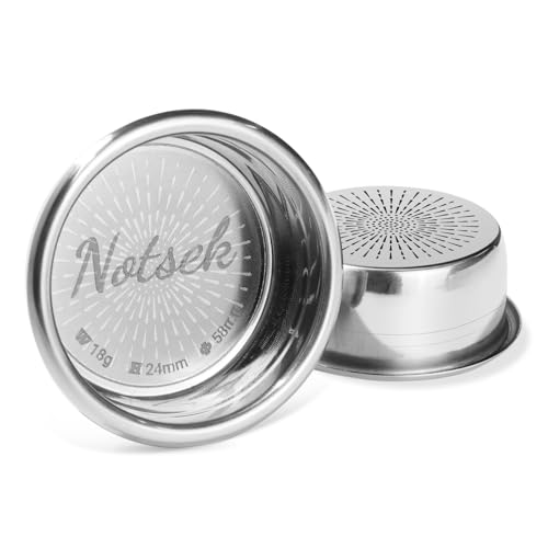 NOTSEK 58mm Präzisions Filterkorb, 18g-20g Doppelter Espresso Siebträgerkorb, 304 Edelstahl Siebträger Sieb für 58mm Bodenloser Siebträger (H24)