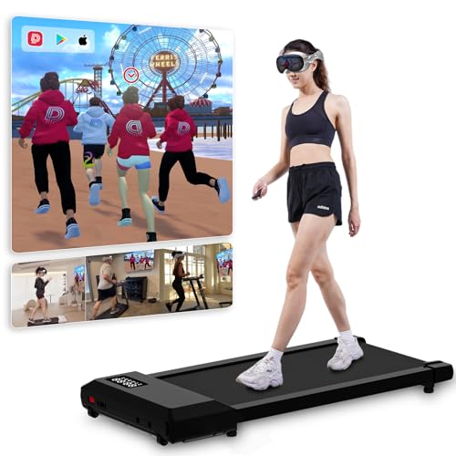 Raceable Laufband Schreibtisch Fits Apple Vision Pro, APP Steuerung Walking Pad mit Trainingskursen, Laufbänder mit Multi-Runner Kursen, Laufband für Zuhause MAX 136KG