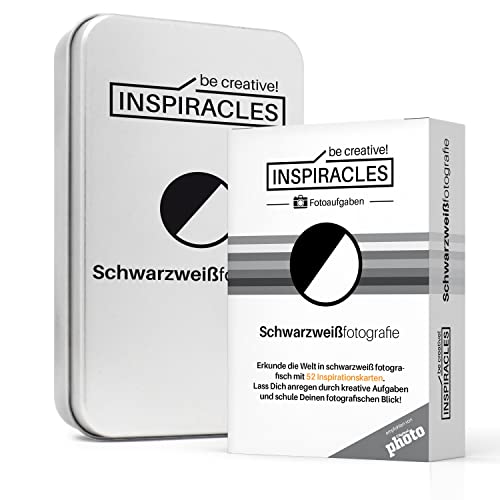 Foto Aufgaben Schwarzweiß Fotografie - Inspiration & Fotografieren Lernen mit 52 Aufgabenkarten, Edition Schwarz Weiss Fotografie, in Metalldose