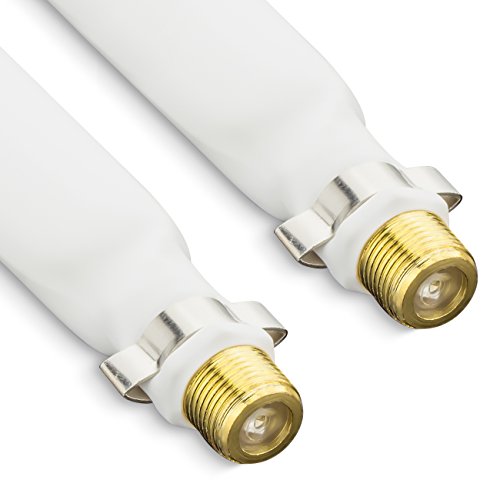 deleyCON Fensterdurchführung SAT Kabel 21,5cm Länge 16cm flexibel Kupplung Fenster & Türen Extrem flach 2mm geschirmt 2 Stück - Weiß