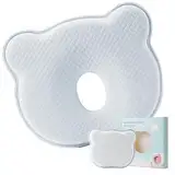 XSYKJGS Babykissen, Kopfkissen Baby Babykissen Gegen Plattkopf, 100% Baumwolle Baby Kissen Kopfverformung, Neugeborene Memory Foam Kopfkissen Mit Kopfkissenbezug für 0-12 Monate Neugeborene (Blau)