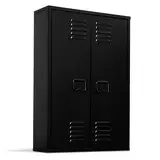 IDMarket - Wandschrank Ester, 2 Türen, Metall, Schwarz, Industriedesign