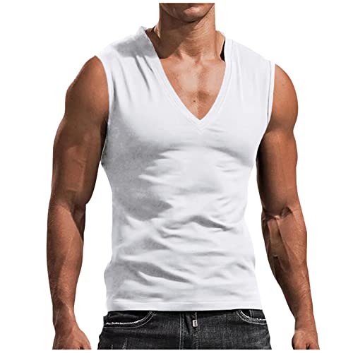 Tank Top Männer Herren Tshirt Set Muskelshirt Damen Shirt Ärmellos Herren Tank Top Herren Große Größen Weiße Unterhemden T-Shirt Herren Ohne Ärmel Unterhemd Herren Herren Weiß 2XL